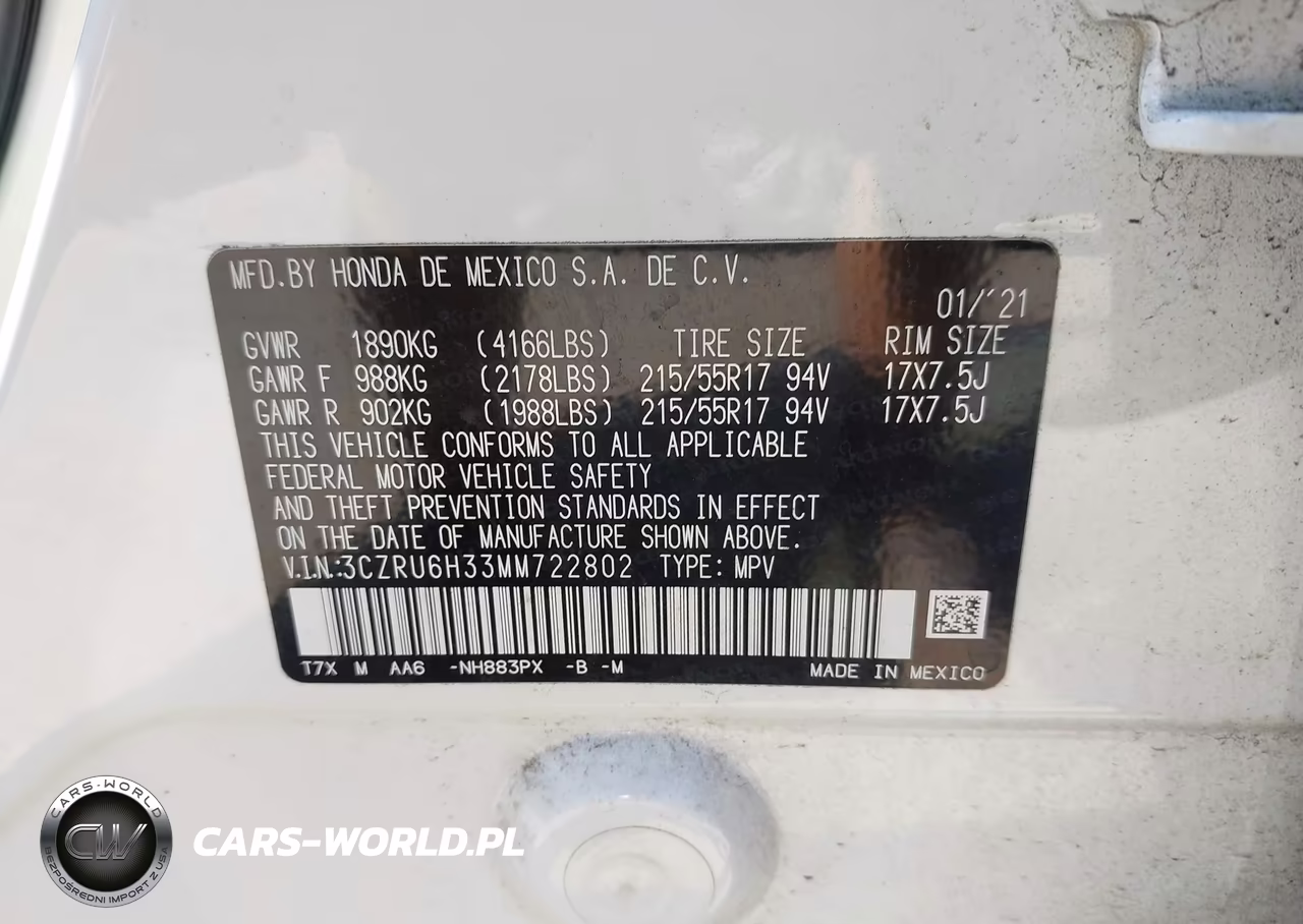 2021 Honda Hr-V Awd Lx VIN:3CZRU6H33MM722802 - 9