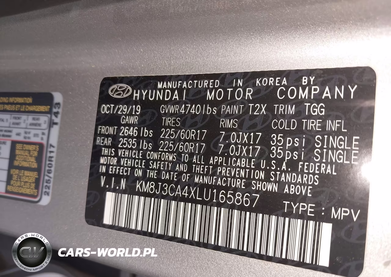 2020 Hyundai Tucson Value VIN:KM8J3CA4XLU165867 - 9