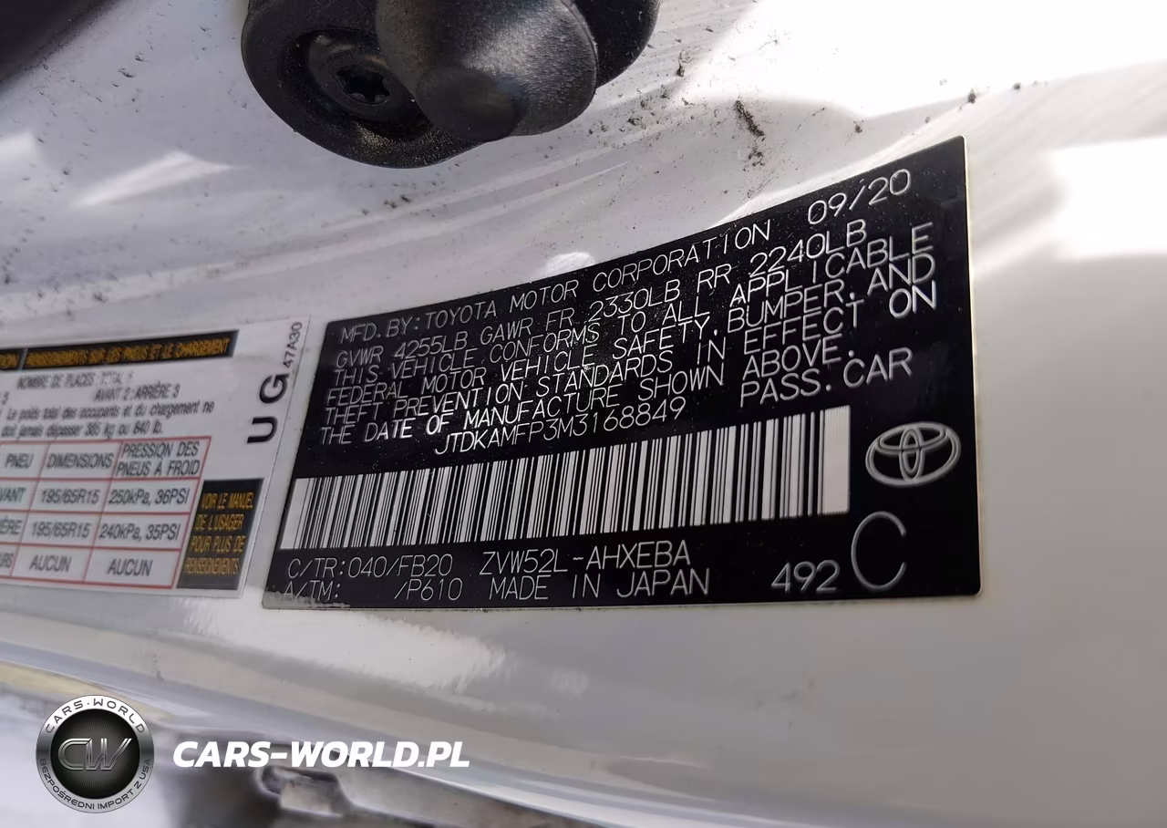 2021 Toyota Prius Prime Le VIN:JTDKAMFP3M3168849 - 9