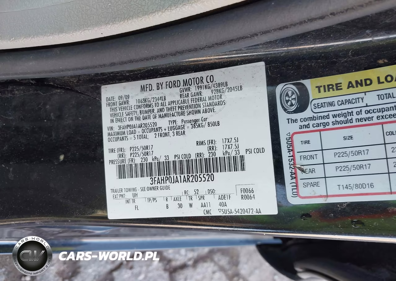 2010 Ford Fusion Sel VIN:3FAHP0JA1AR205520 - 9
