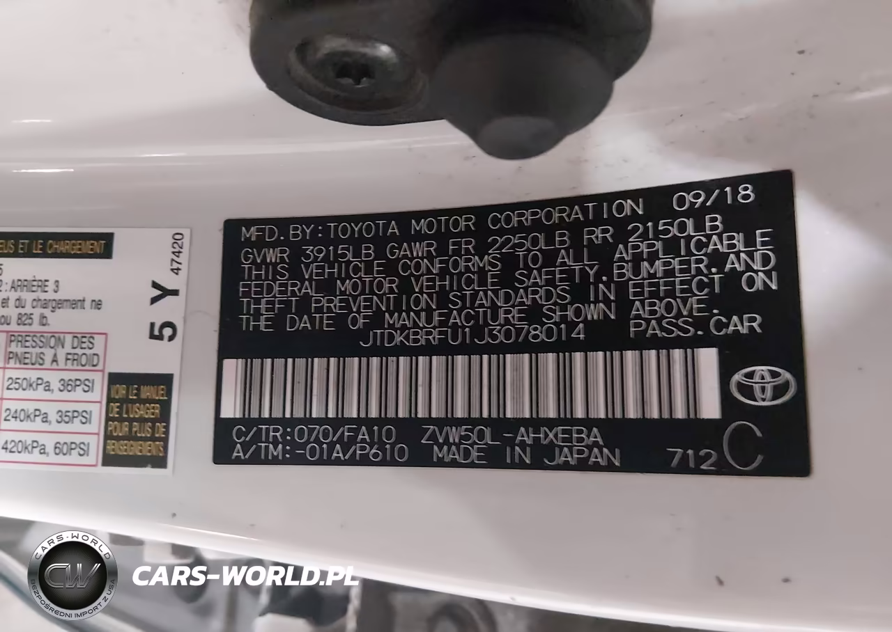 2018 Toyota Prius Two VIN:JTDKBRFU1J3078014 - 9