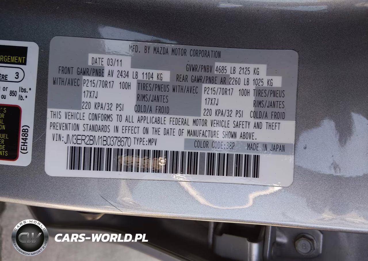 2011 Mazda Cx-7 I Sport VIN:JM3ER2BM1B0378670 - 9