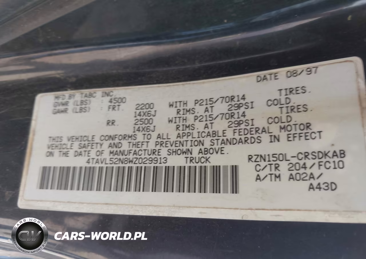 1998 Toyota Tacoma VIN:4TAVL52N8WZ029913 - 9
