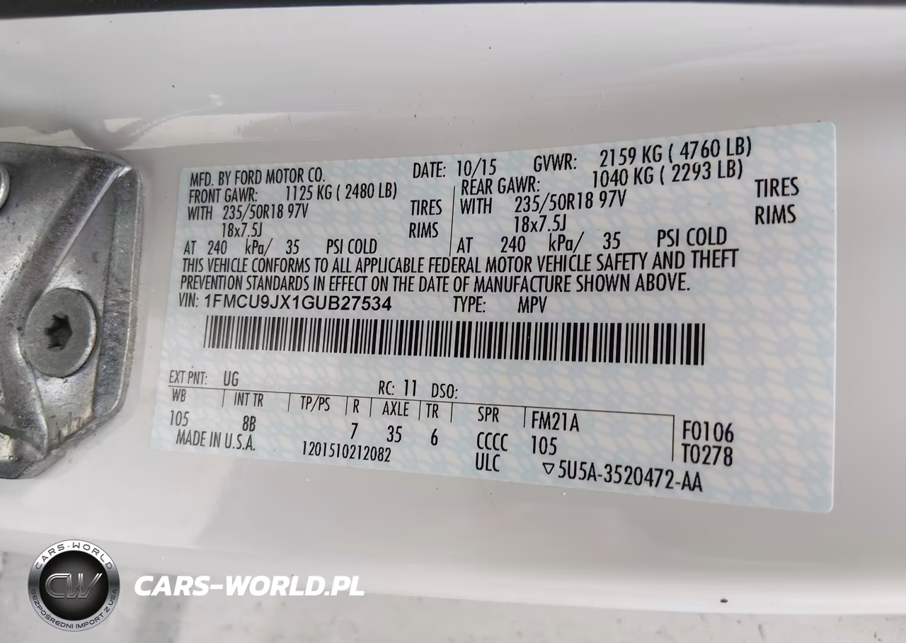2016 Ford Escape Titanium VIN:1FMCU9JX1GUB27534 - 9