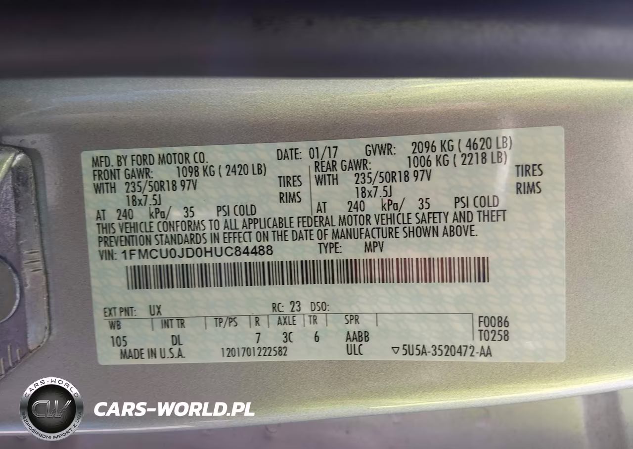 2017 Ford Escape Titanium VIN:1FMCU0JD0HUC84488 - 9