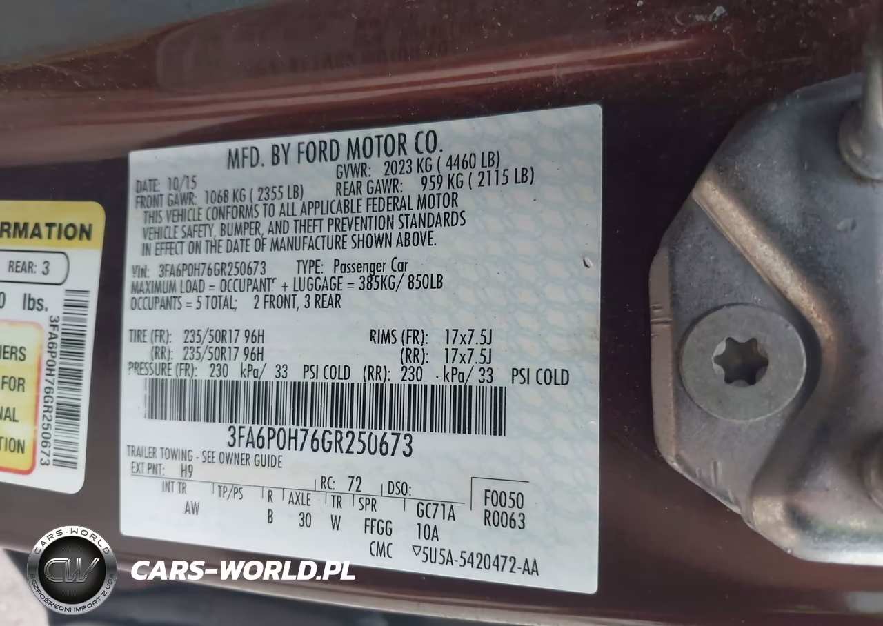 2016 Ford Fusion Se VIN:3FA6P0H76GR250673 - 9