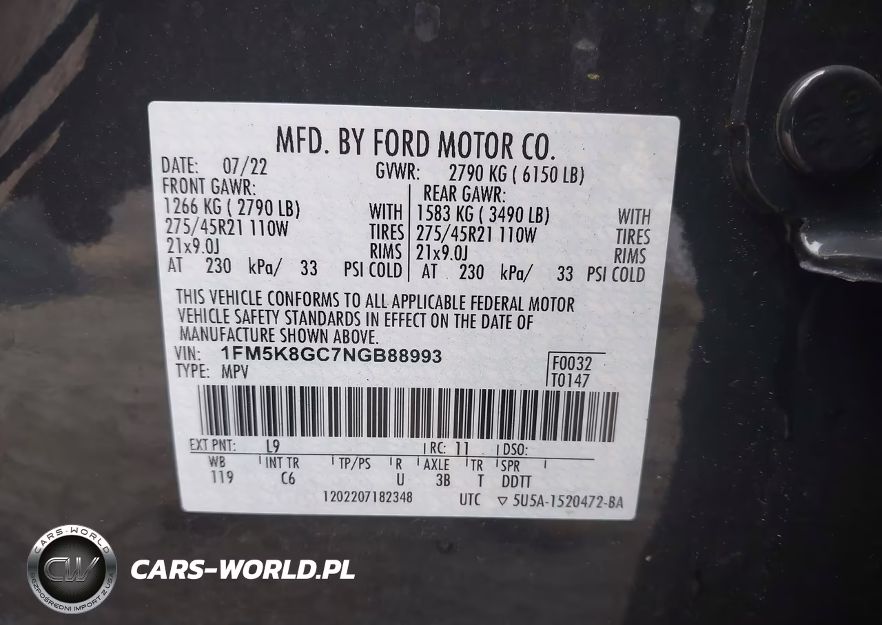 2022 Ford Explorer St VIN:1FM5K8GC7NGB88993 - 9