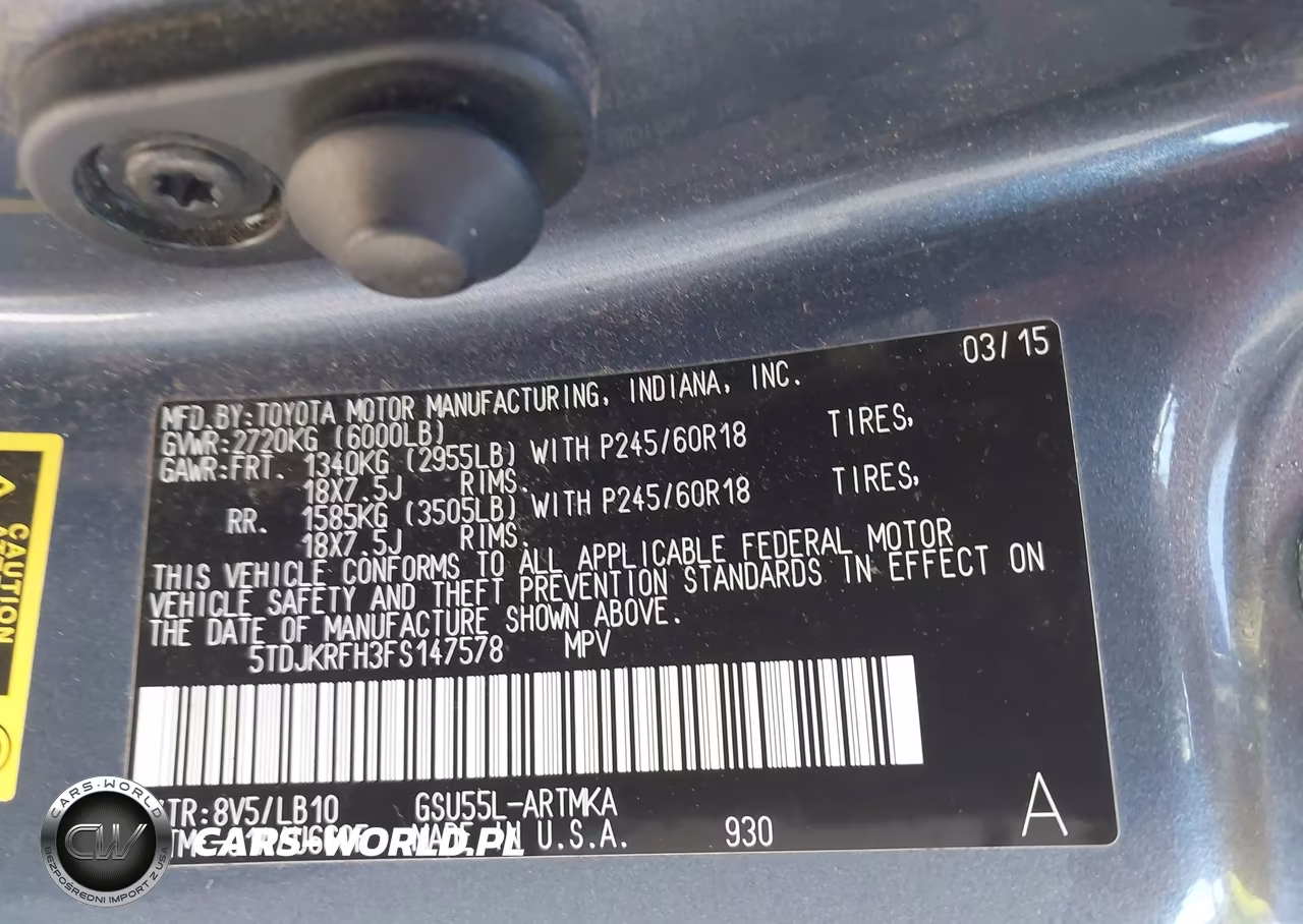 2015 Toyota Highlander Xle V6 VIN:5TDJKRFH3FS147578 - 9