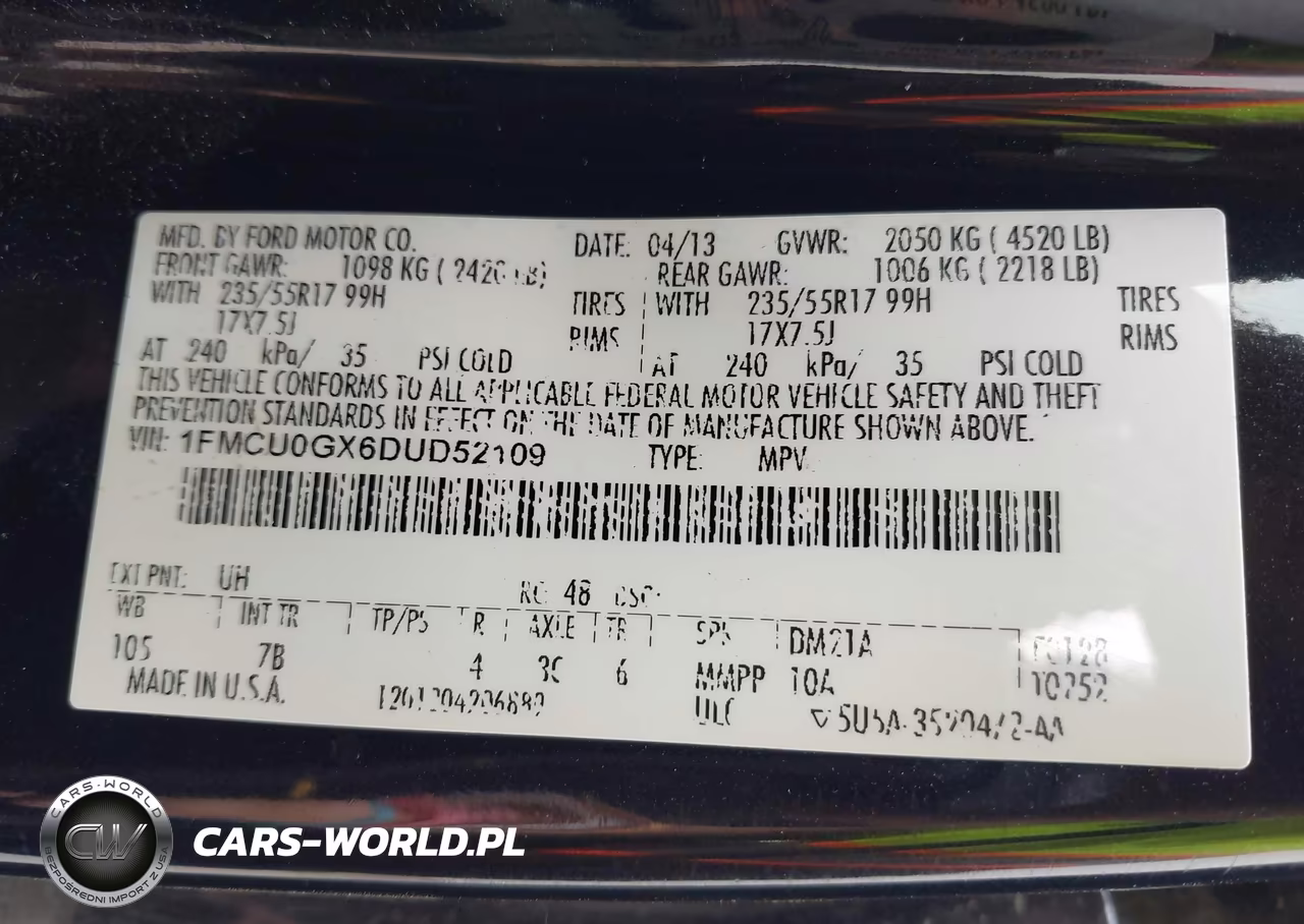 2013 Ford Escape Se VIN:1FMCU0GX6DUD52109 - 9