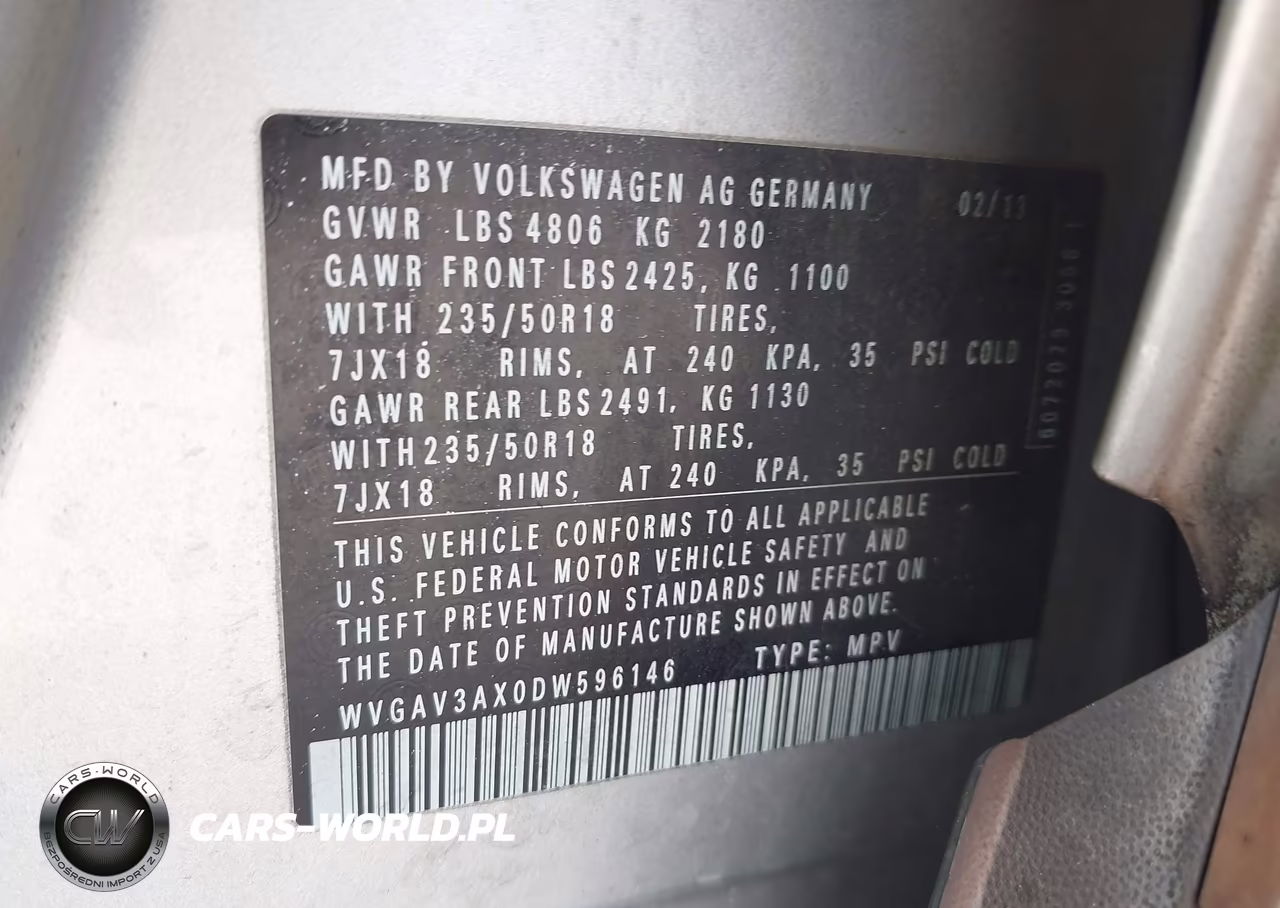 2013 Volkswagen Tiguan Se VIN:WVGAV3AX0DW596146 - 9