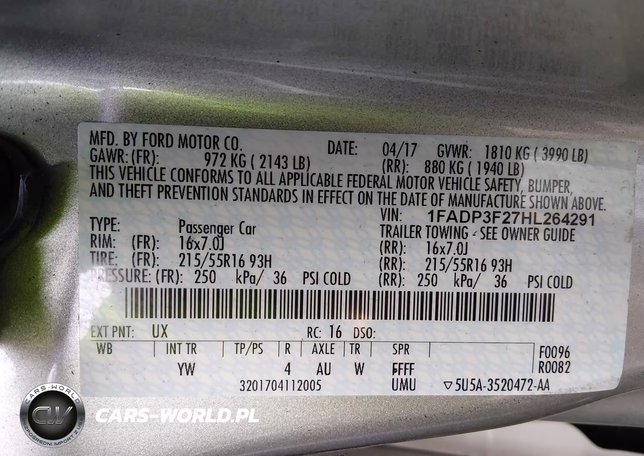 2017 Ford Focus Se VIN:1FADP3F27HL264291 - 9