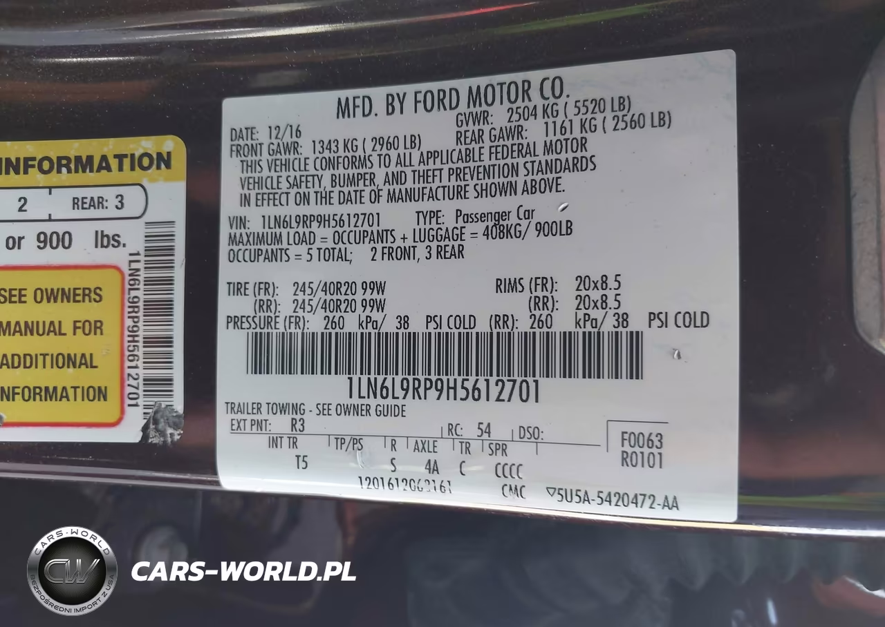 2017 Lincoln Continental Reserve VIN:1LN6L9RP9H5612701 - 9