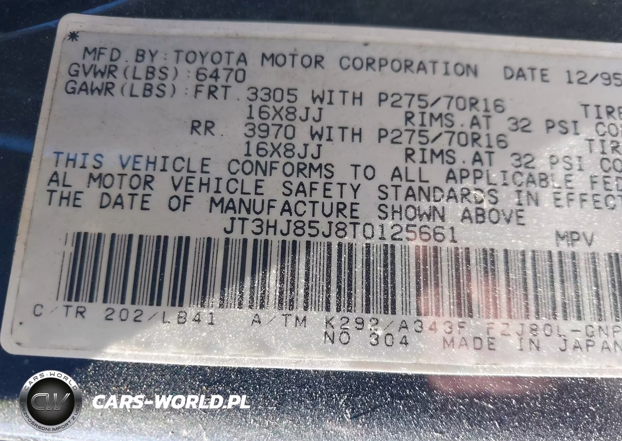 1996 Toyota Land Cruiser Hj85 VIN:JT3HJ85J8T0125661 - 9