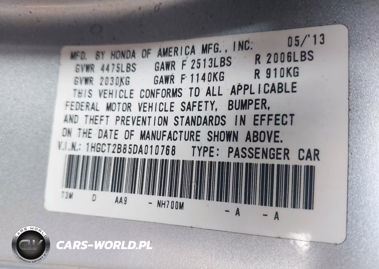 2013 Honda Accord Ex-L V-6 VIN:1HGCT2B85DA010768 - 9