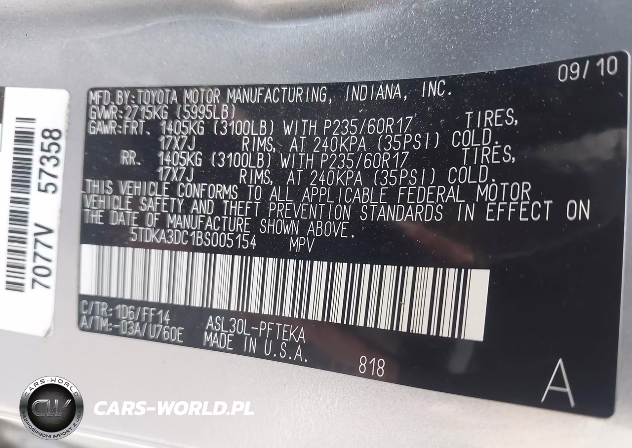 2011 Toyota Sienna VIN:5TDKA3DC1BS005154 - 9