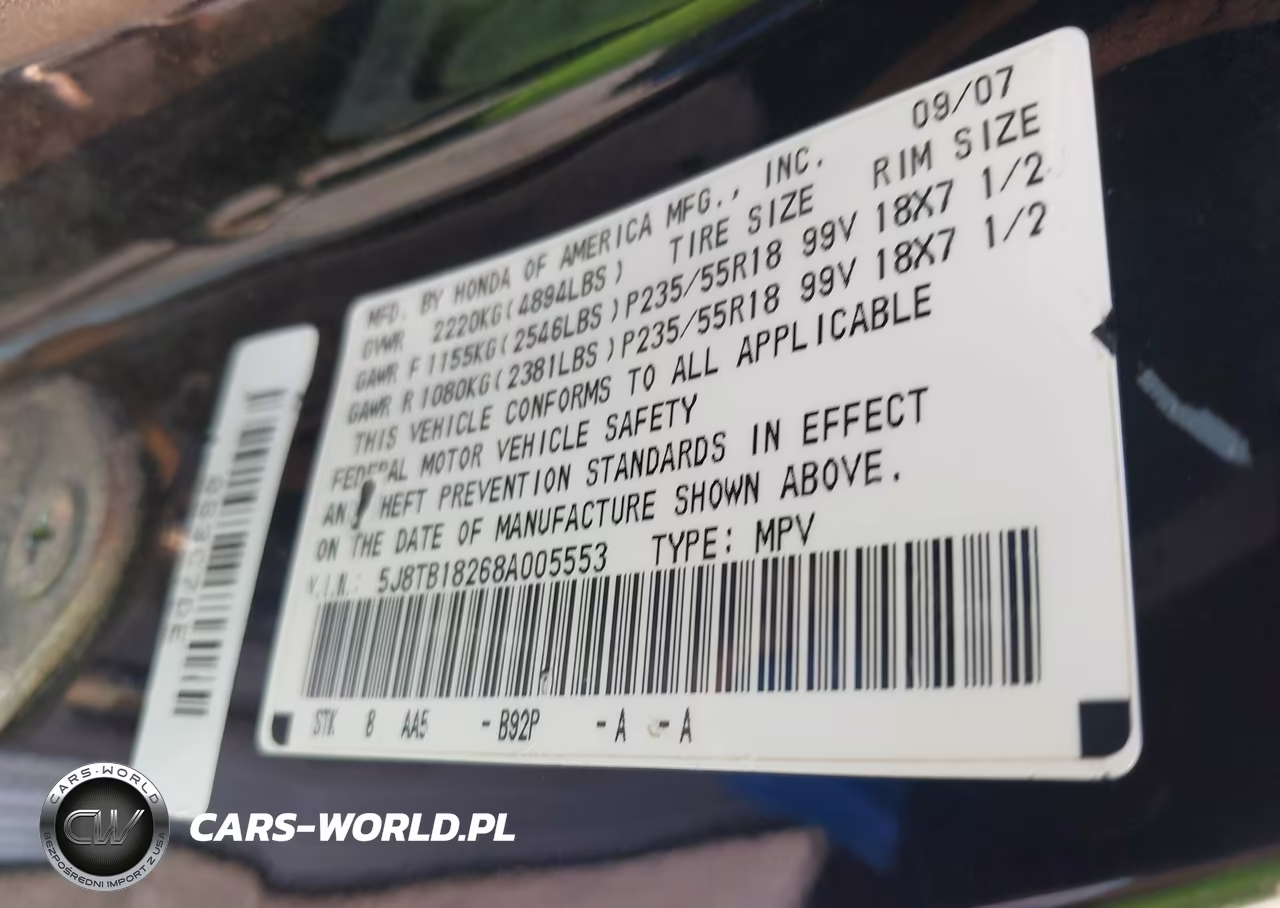 2008 Acura Rdx VIN:5J8TB18268A005553 - 9