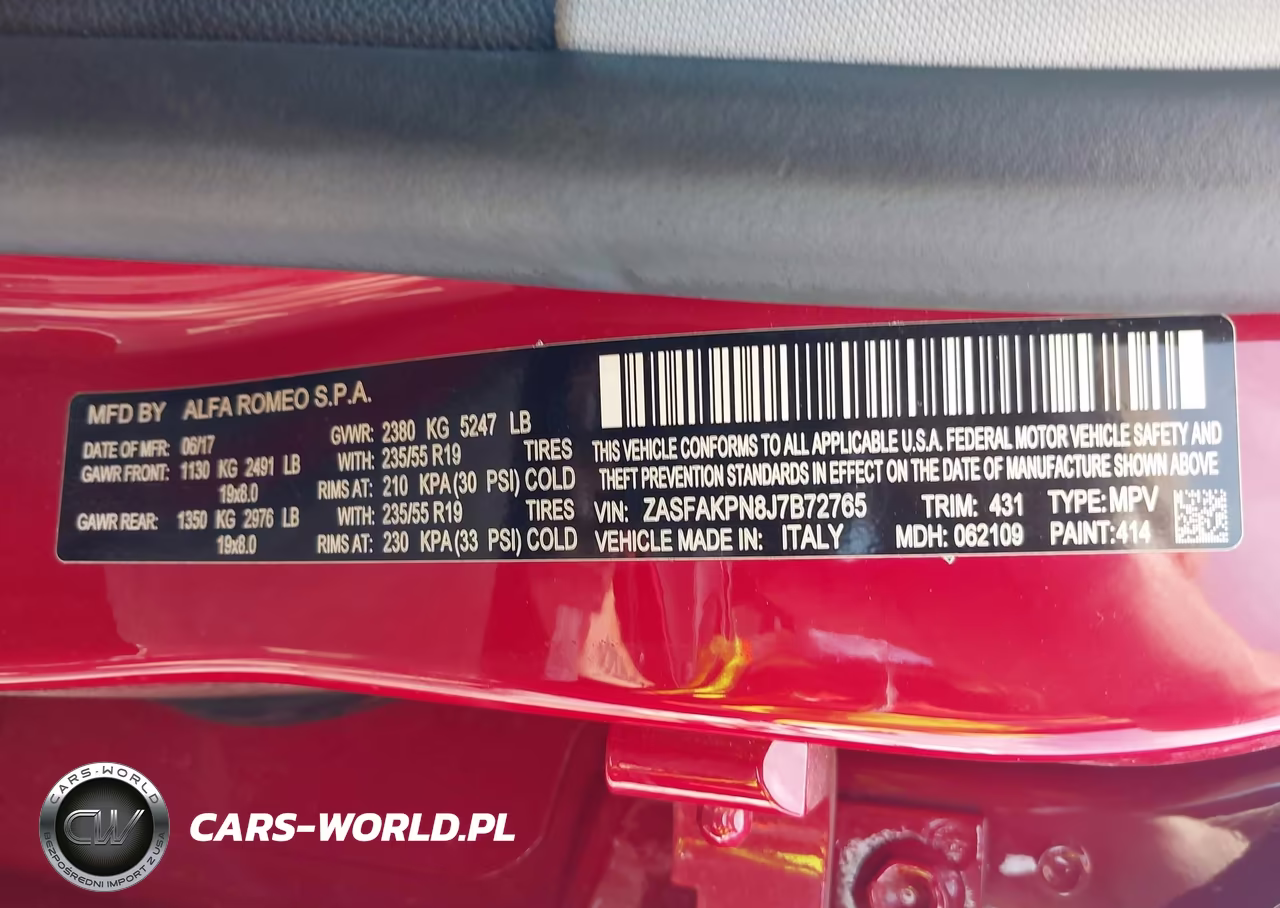 2018 Alfa Romeo Stelvio Sport Awd VIN:ZASFAKPN8J7B72765 - 9