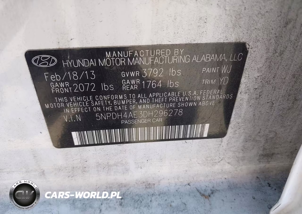 2013 Hyundai Elantra Limited VIN:5NPDH4AE3DH296278 - 9