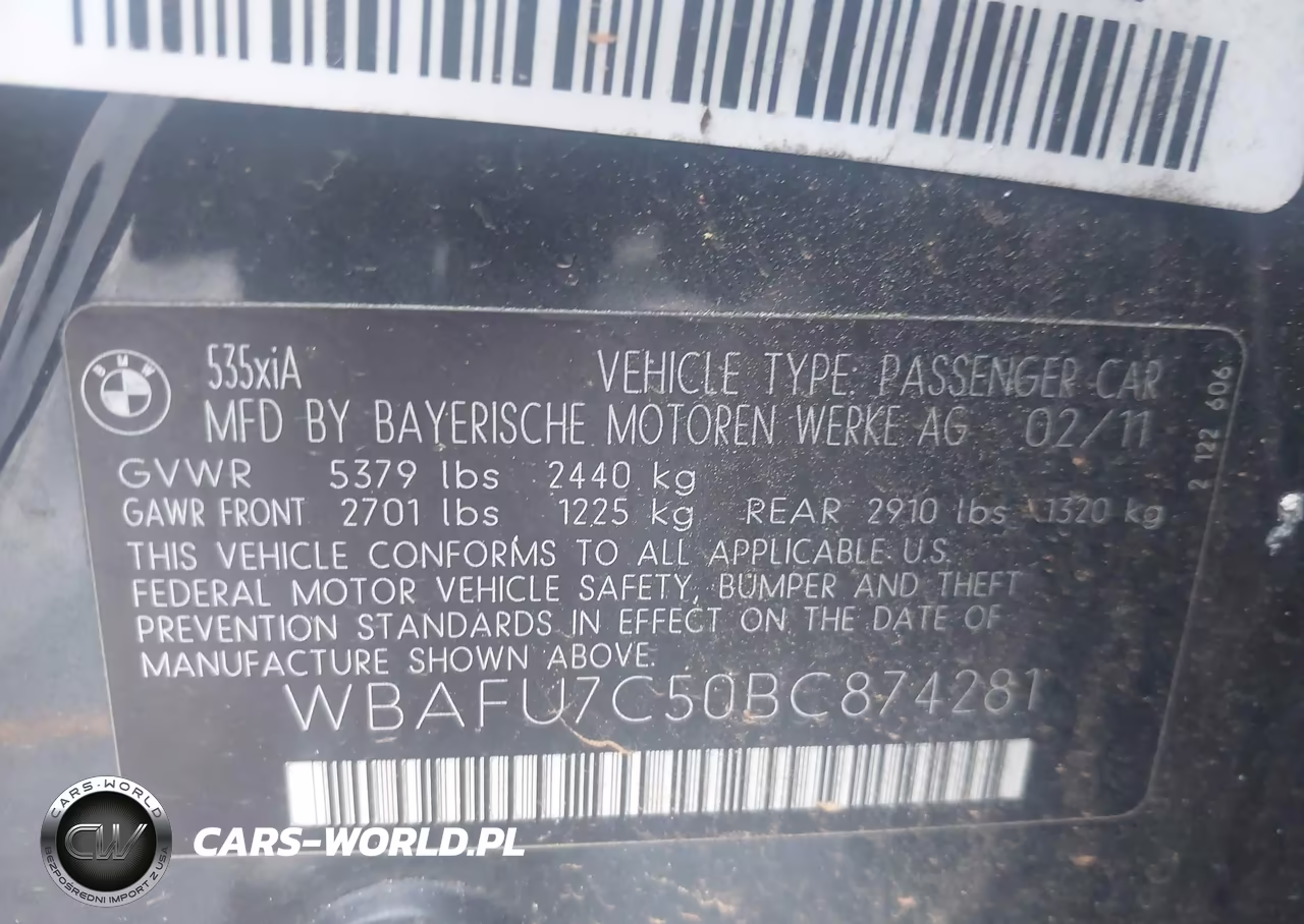 2011 BMW 535I xDrive VIN:WBAFU7C50BC874281 - 9