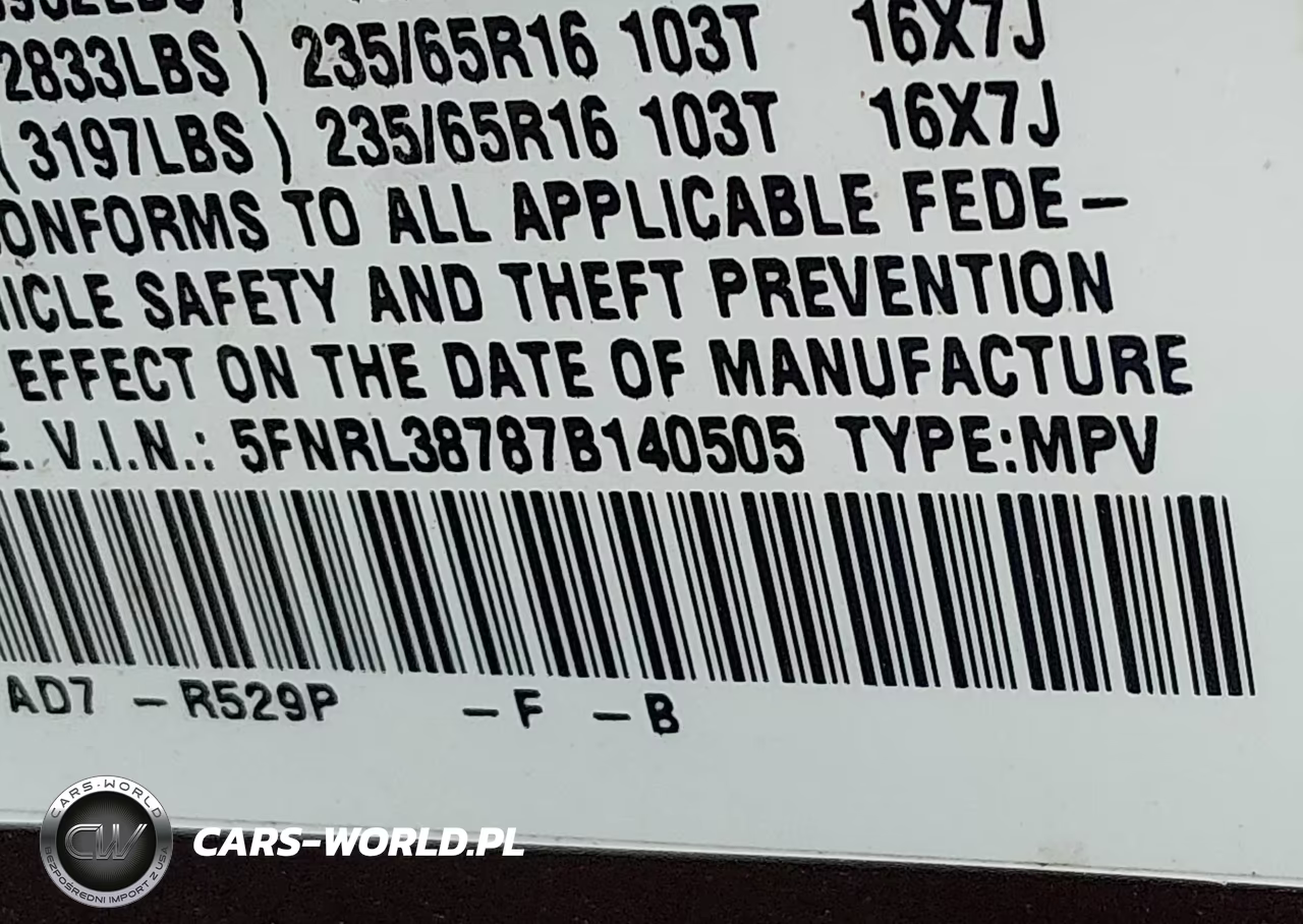 2007 Honda Odyssey Ex-L VIN:5FNRL38787B140505 - 9