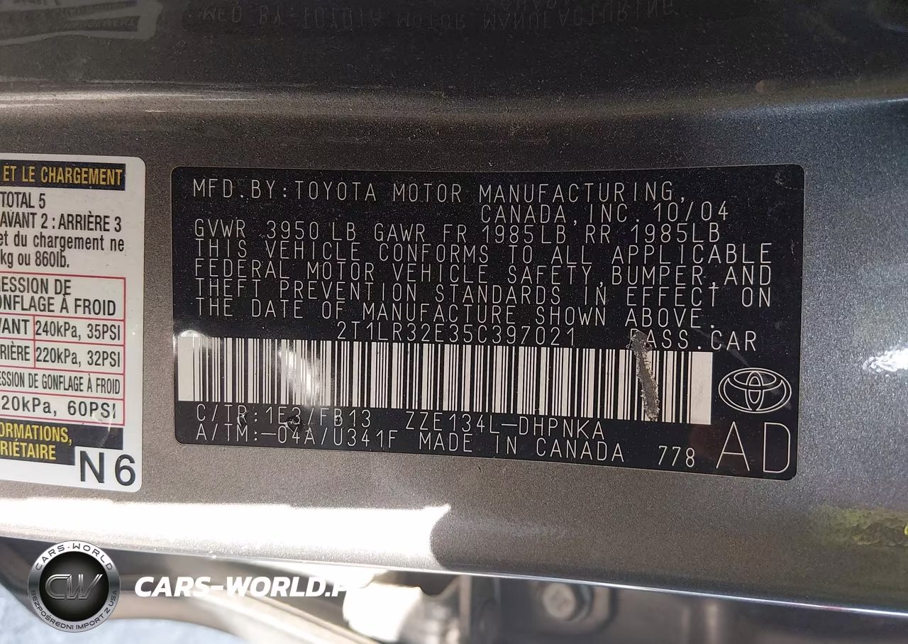 2005 Toyota Matrix Xr VIN:2T1LR32E35C397021 - 9