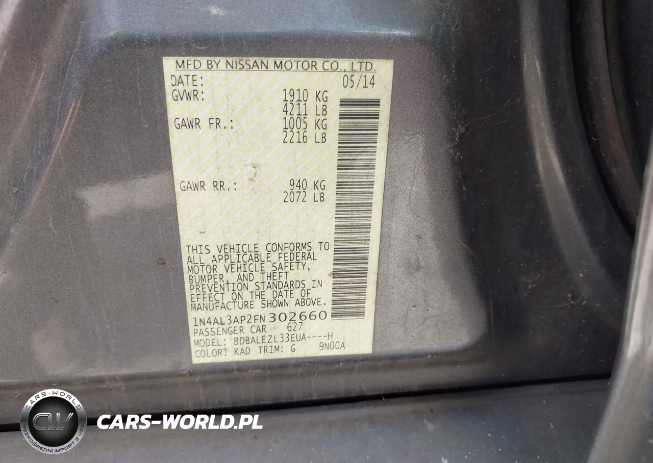 2015 Nissan Altima 2.5 S VIN:1N4AL3AP2FN302660 - 9