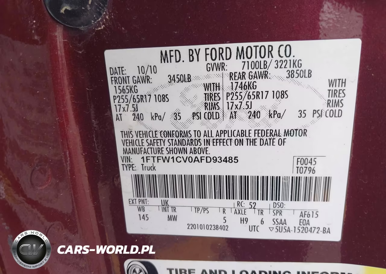 2010 Ford F-150 Fx2 Sport-Harley-Davidson-King Ranch-Lariat-Platinum-Xl-Xlt VIN:1FTFW1CV0AFD93485 - 9