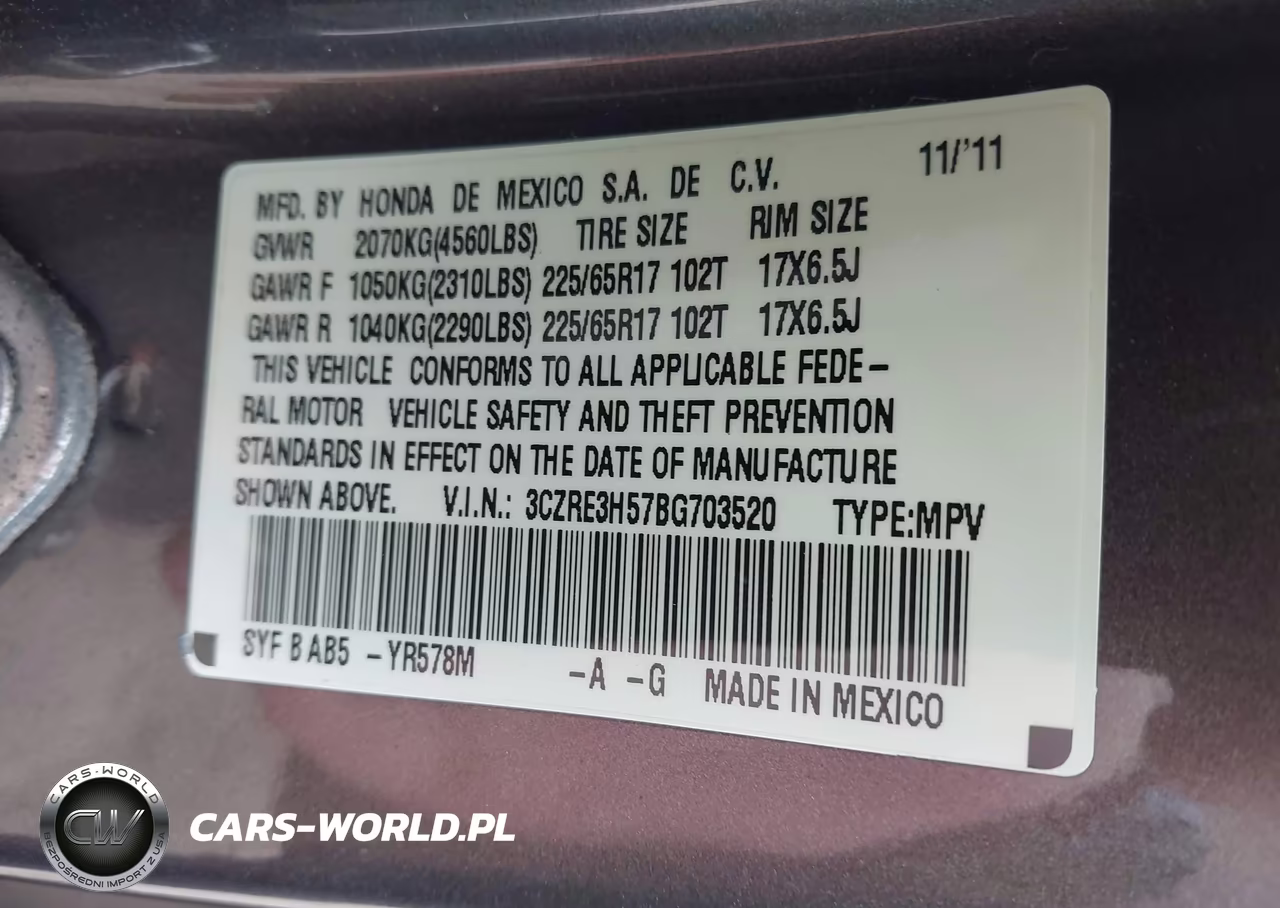 2011 Honda Cr-V Ex VIN:3CZRE3H57BG703520 - 9