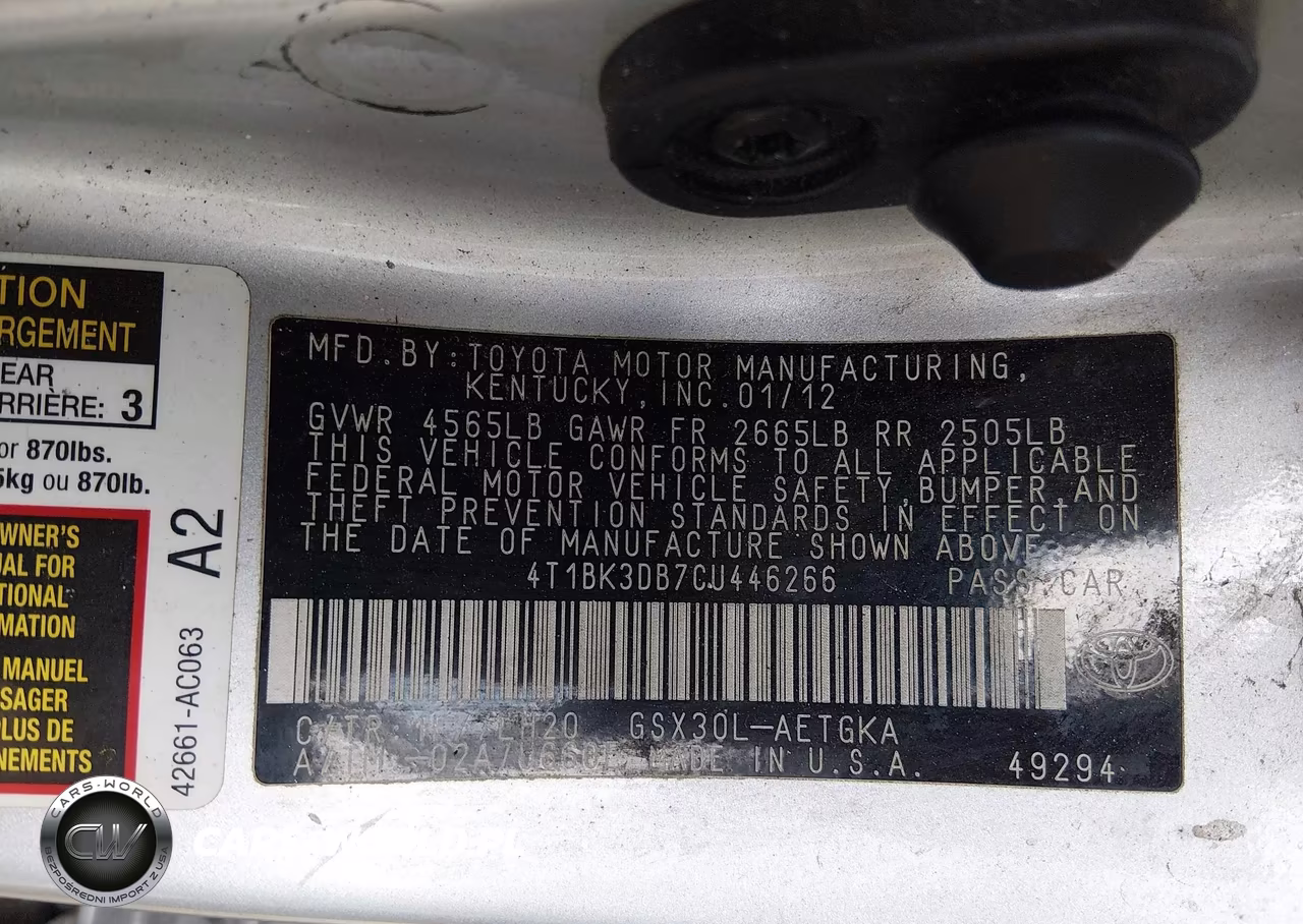 2012 Toyota Avalon VIN:4T1BK3DB7CU446266 - 9