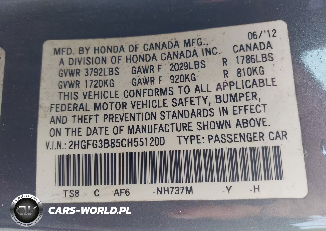2012 Honda Civic Ex VIN:2HGFG3B85CH551200 - 9