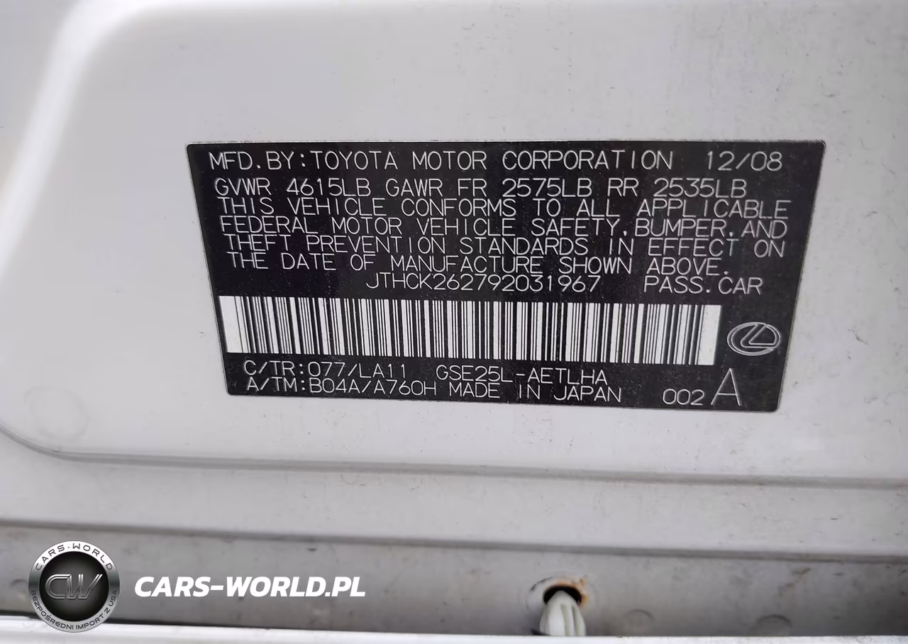 2009 Lexus Is 250 VIN:JTHCK262792031967 - 9