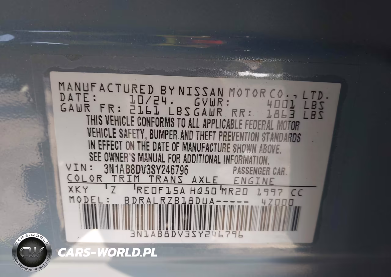 2025 Nissan Sentra Sr VIN:3N1AB8DV3SY246796 - 9