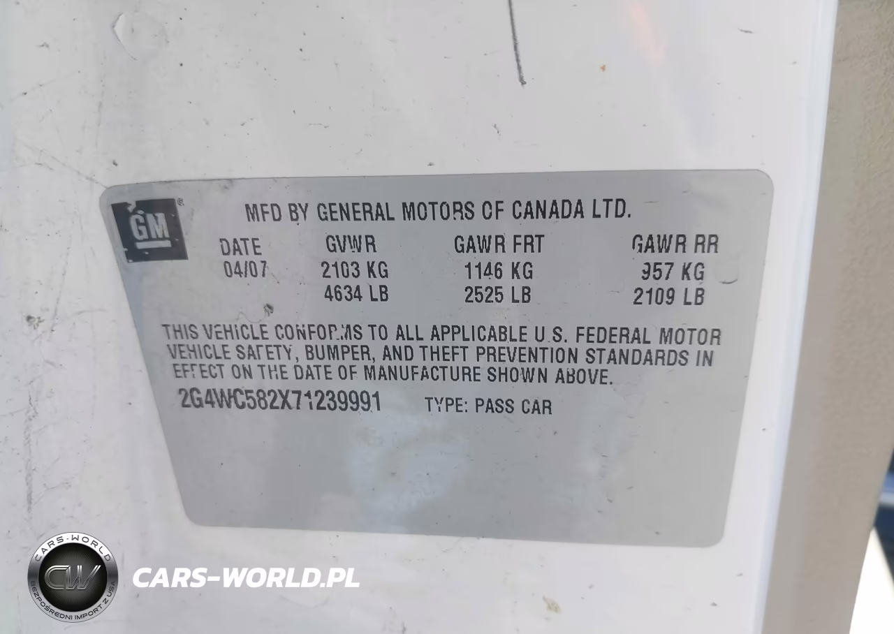 2007 Buick Lacrosse Cx VIN:2G4WC582X71239991 - 9