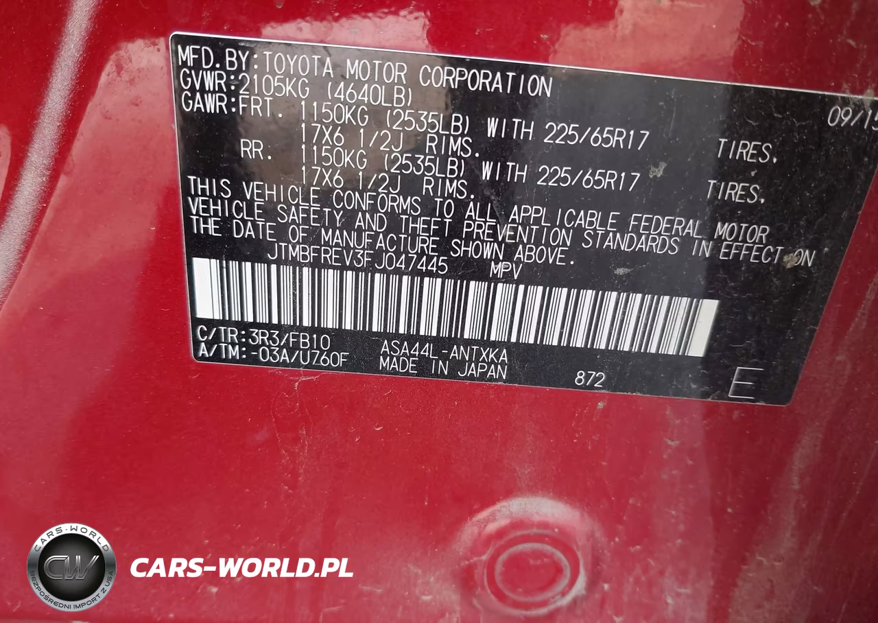 2015 Toyota Rav4 Le VIN:JTMBFREV3FJ047445 - 9