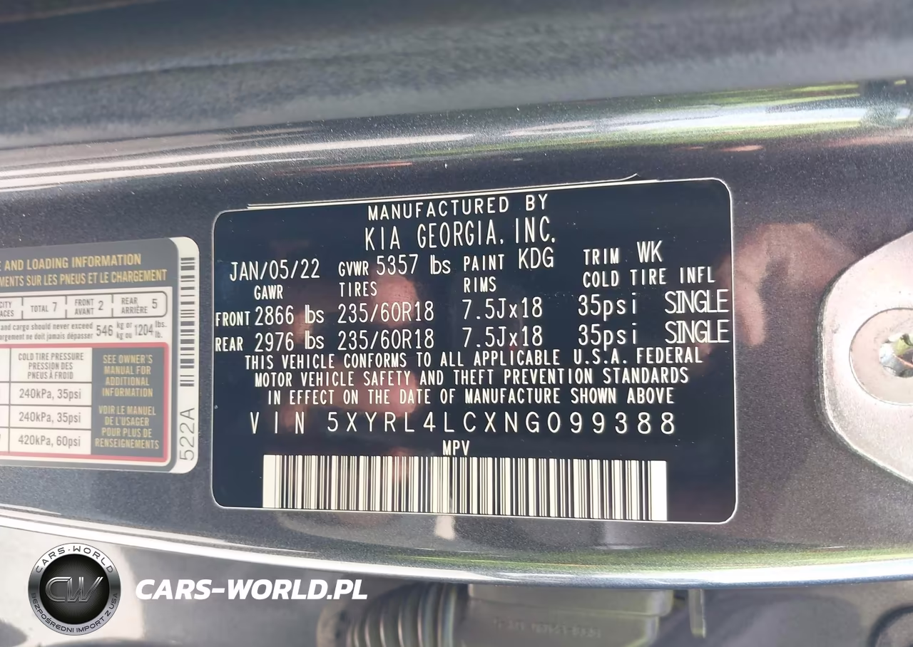 2022 Kia Sorento S VIN:5XYRL4LCXNG099388 - 9