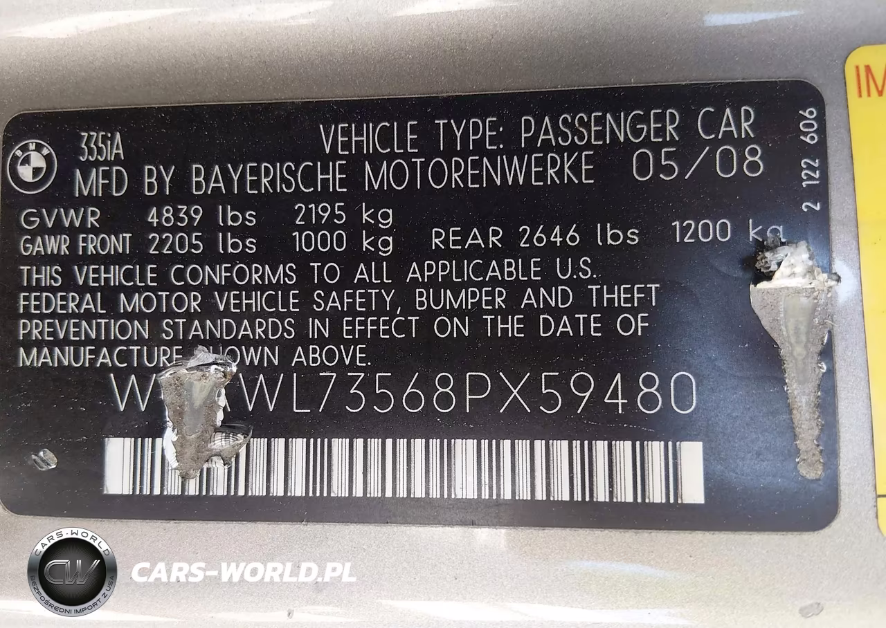 2008 BMW 335I VIN:WBAWL73568PX59480 - 9