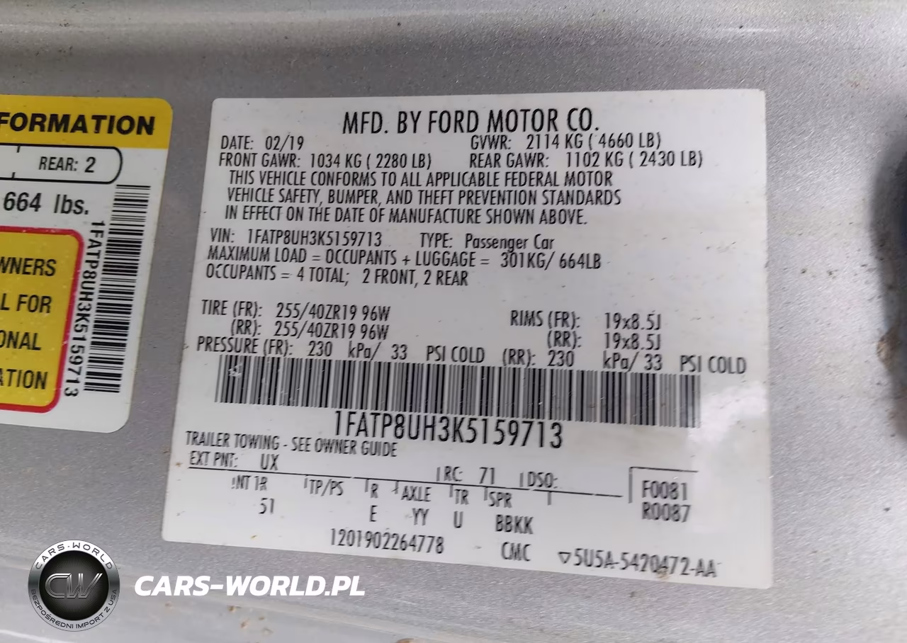 2019 Ford Mustang Ecoboost Premium VIN:1FATP8UH3K5159713 - 9