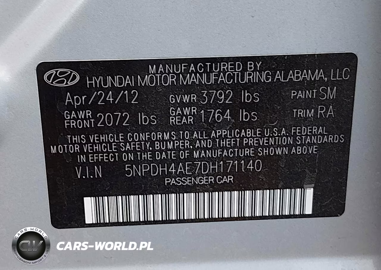 2013 Hyundai Elantra Gls VIN:5NPDH4AE7DH171140 - 9