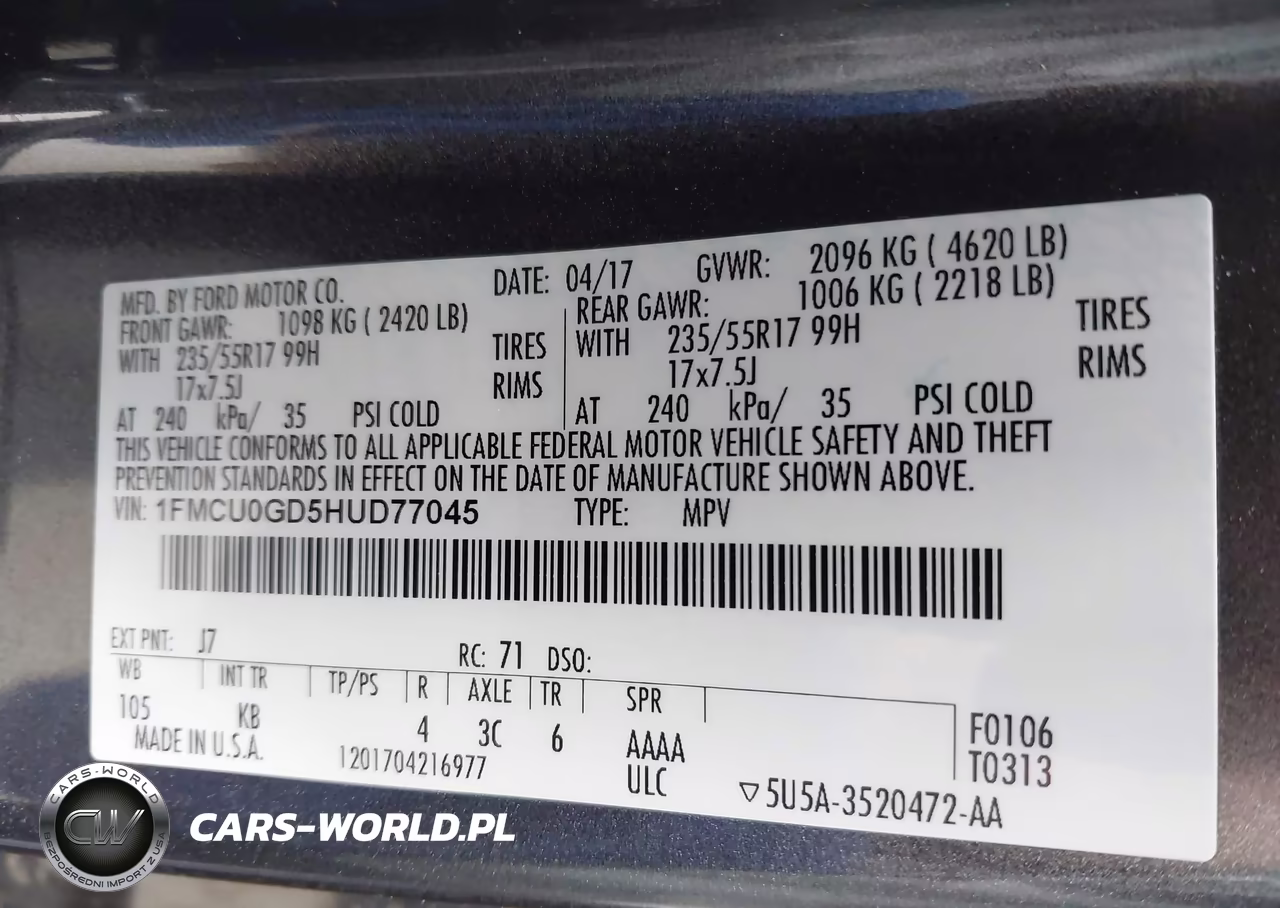 2017 Ford Escape Se VIN:1FMCU0GD5HUD77045 - 9