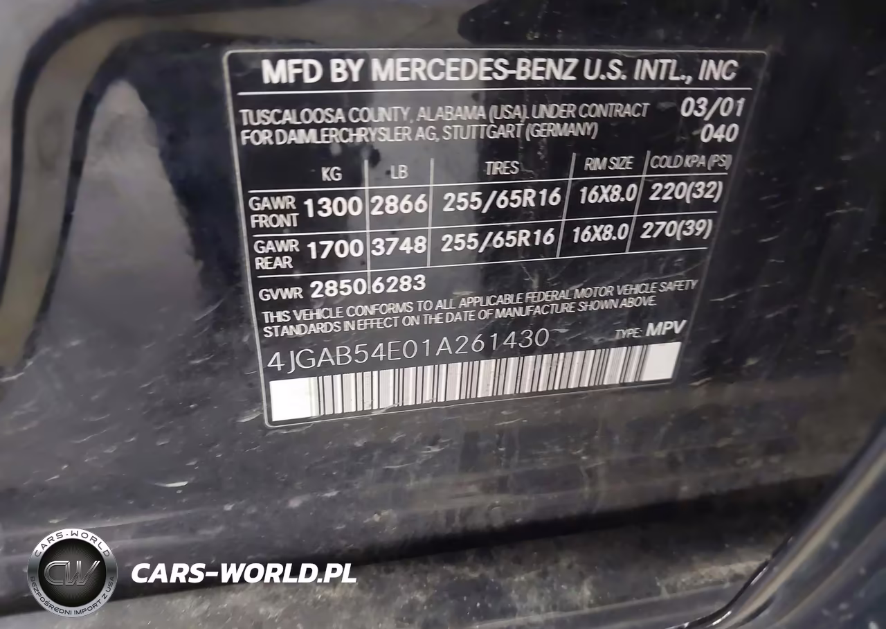 2001 Mercedes-Benz Ml 320 VIN:4JGAB54E01A261430 - 9