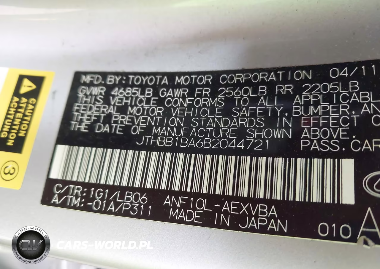 2011 Lexus Hs 250H VIN:JTHBB1BA6B2044721 - 9