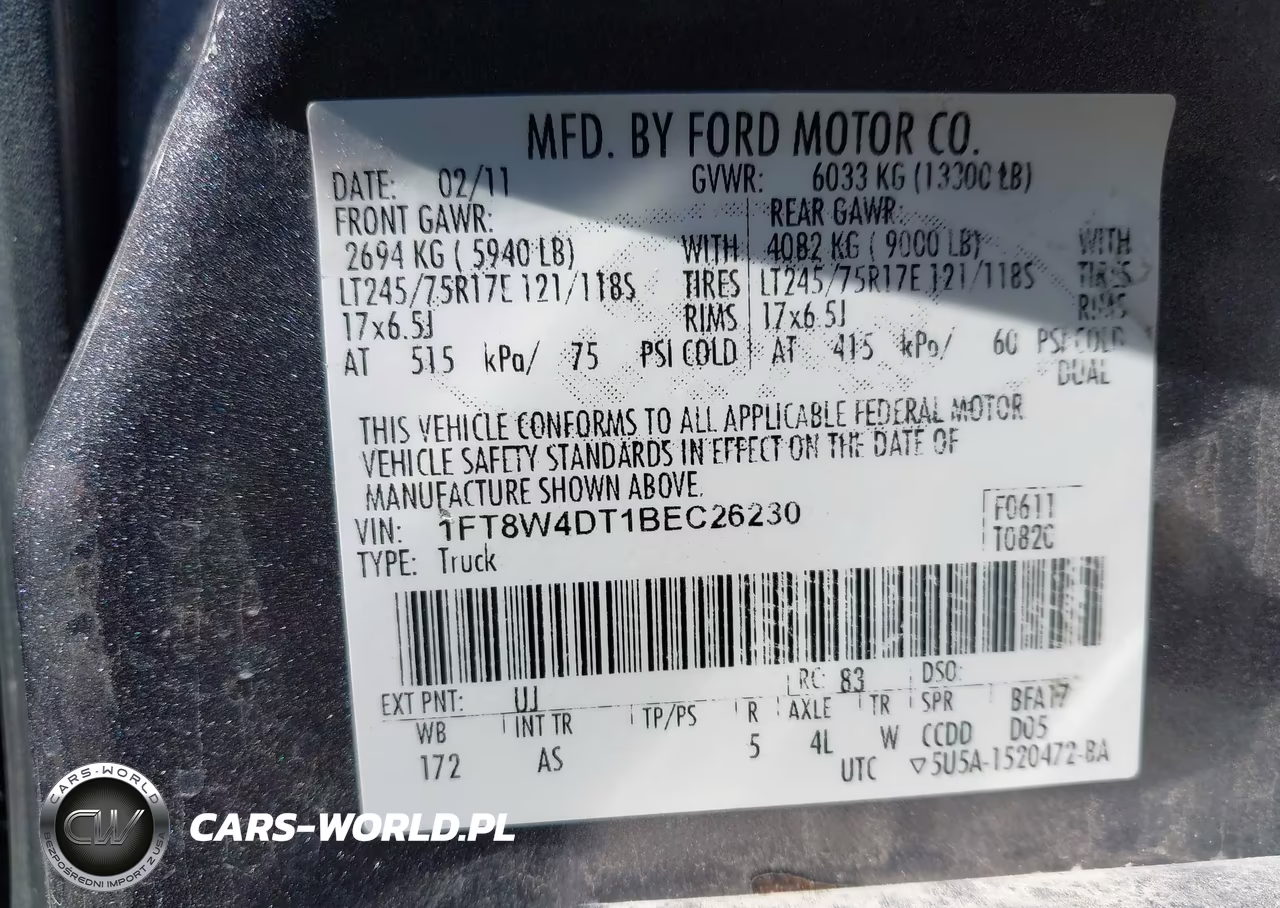 2011 Ford F-450 Xl VIN:1FT8W4DT1BEC26230 - 9