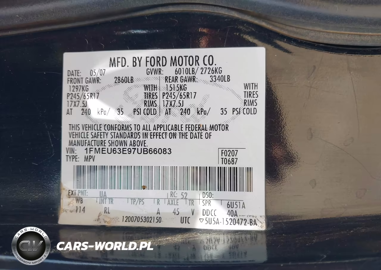 2007 Ford Explorer Xlt VIN:1FMEU63E97UB66083 - 9