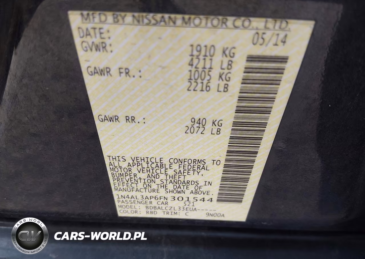 2015 Nissan Altima 2.5-2.5 S-2.5 Sl-2.5 Sv VIN:1N4AL3AP6FN301544 - 9