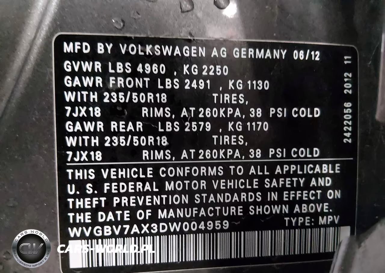 2013 Volkswagen Tiguan Se VIN:WVGBV7AX3DW004959 - 9