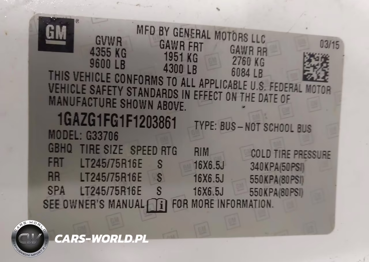 2015 Chevrolet Express 3500 Lt VIN:1GAZG1FG1F1203861 - 9
