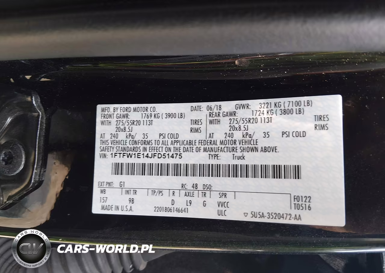 2018 Ford F-150 Platinum VIN:1FTFW1E14JFD51475 - 9