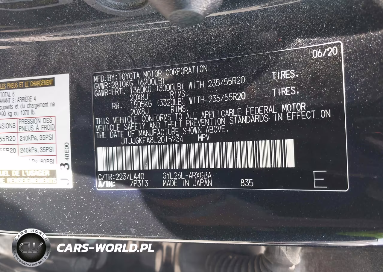 2020 Lexus Rx 450Hl Luxury VIN:JTJJGKFA8L2015234 - 9