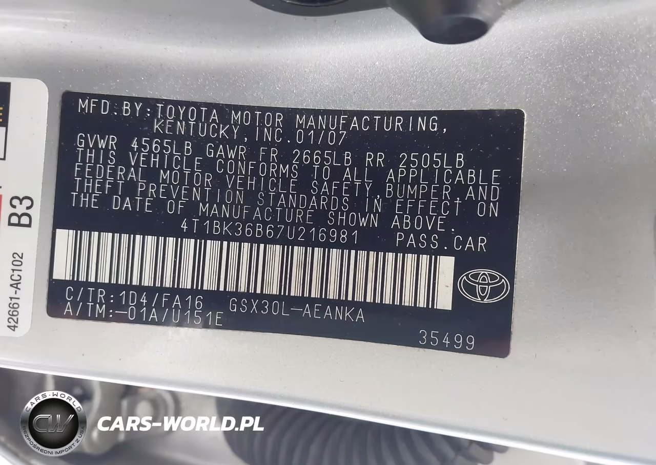 2007 Toyota Avalon Xl VIN:4T1BK36B67U216981 - 9