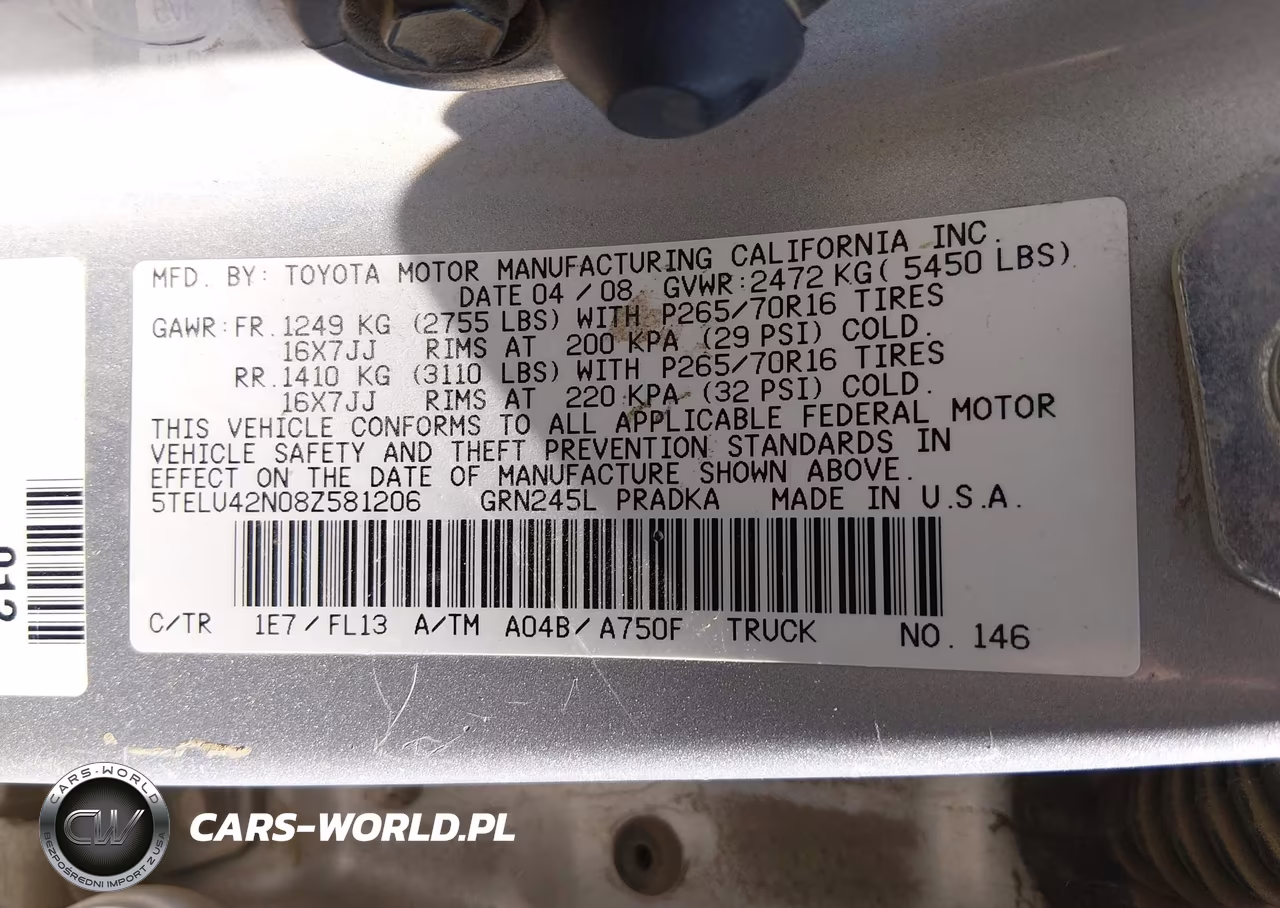 2008 Toyota Tacoma Base V6 VIN:5TELU42N08Z581206 - 9